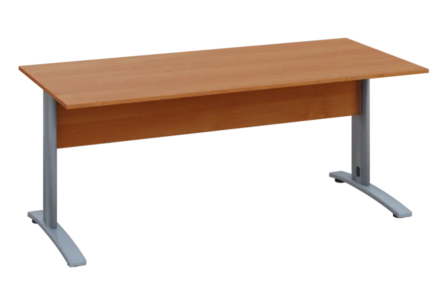 EPK 18 - 18 stůl kancelářský, kovová podnož stříbrná, deska 18 mm, široký 1800 mm, olše jantar